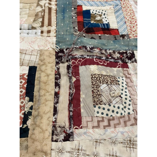 Late 19th Century 19th Century American Log Cabin Counterpane Quilt For Sale - Image 5 of 11