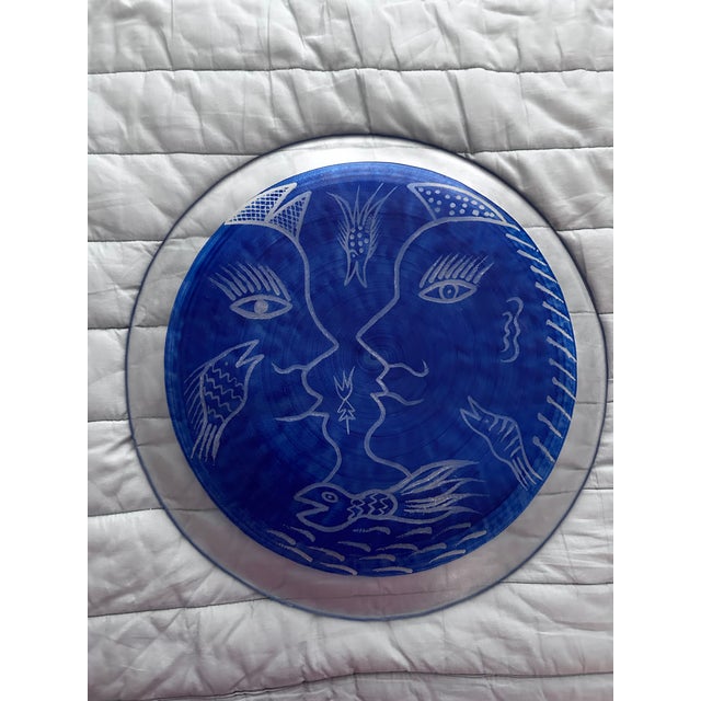 Mid-Century Modern 1960s Ulrica Hydman-Vallien for Kosta Boda - "Kaboka Faces" Glass Plate Centerpiece For Sale - Image 3 of 4
