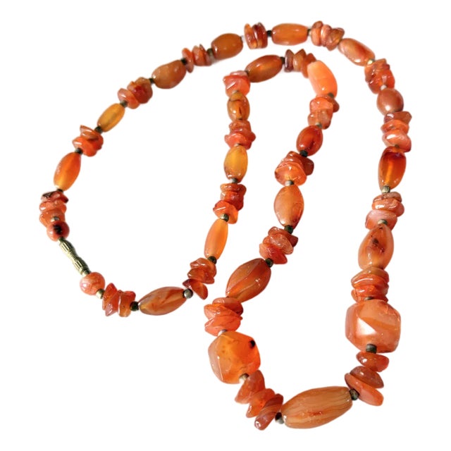 Vintage Carnelian Beaded Necklace For Sale