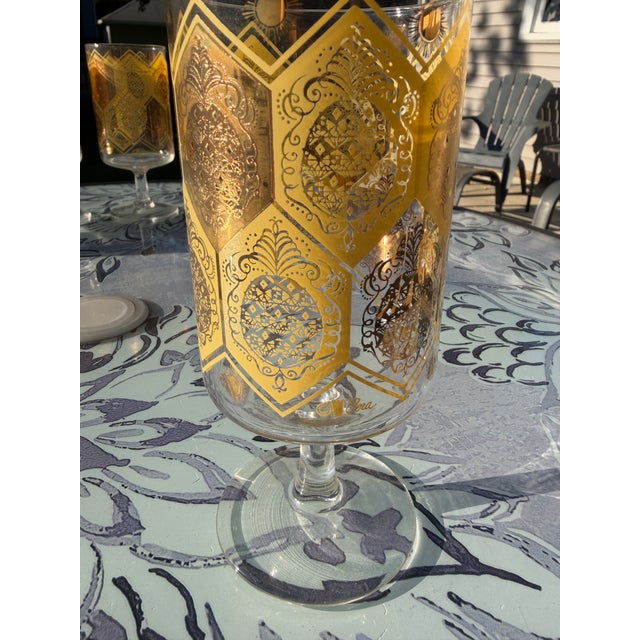 Metal 1960s Cera Ned Harris Pineapple Motif Glasses - Set of 6 For Sale - Image 7 of 7
