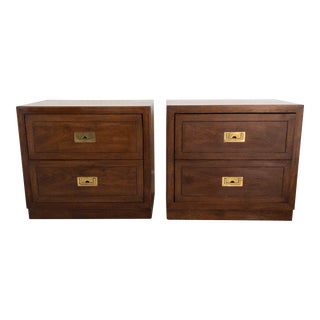1970s Vintage Dixie Furniture Co. Campaign Style Nightstands - a Pair For Sale