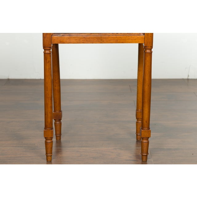 Petite French 19th Century Walnut Table with Open Shelf and Black Marble Top For Sale - Image 10 of 12