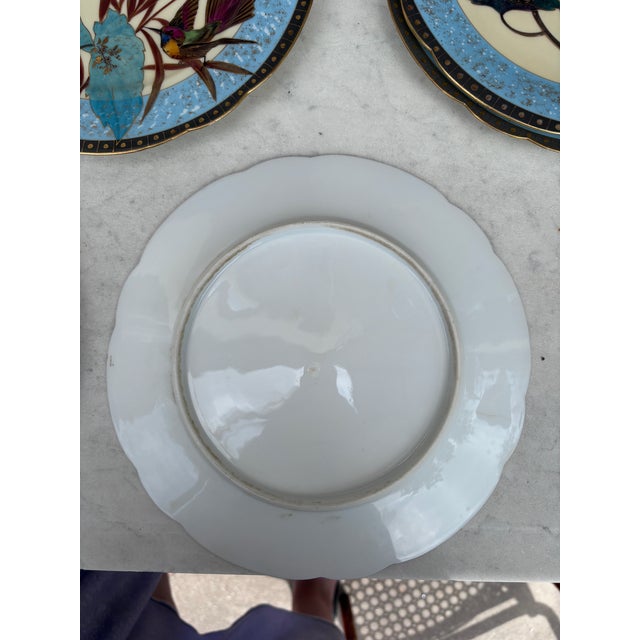 Ceramic Rare 19th Century Set of 5 Porcelain Leaves & Birds Plates For Sale - Image 7 of 7
