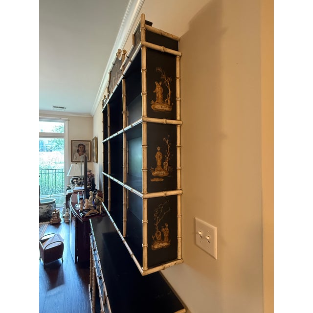 Green Two Piece English Chinoiserie Wall Shelf and Console For Sale - Image 8 of 14
