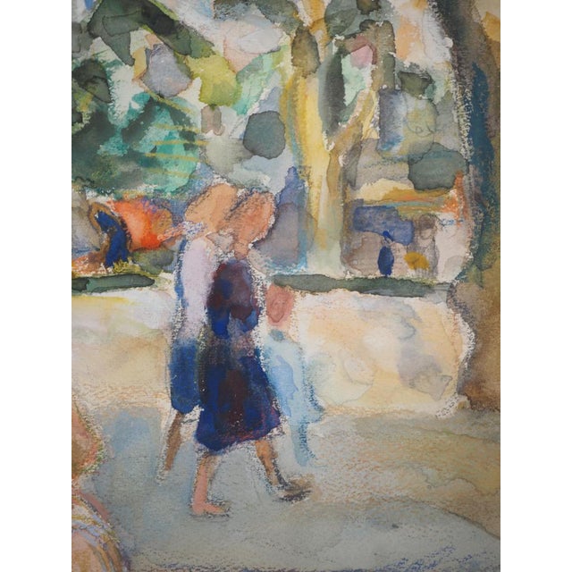 Kurt Groeger, Marseille, Afternoon in the Park, Original Watercolor For Sale - Image 7 of 12