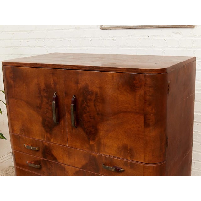 Art Deco Early 20th Century Art Deco Highboy by Empire Furniture Rockford, Illinois, Attributed For Sale - Image 3 of 12