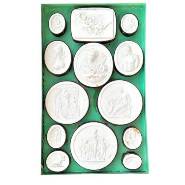 Beautifully preserved Grand Tour book-form box housing a collection of twenty-seven classical Intaglio Medallions by...