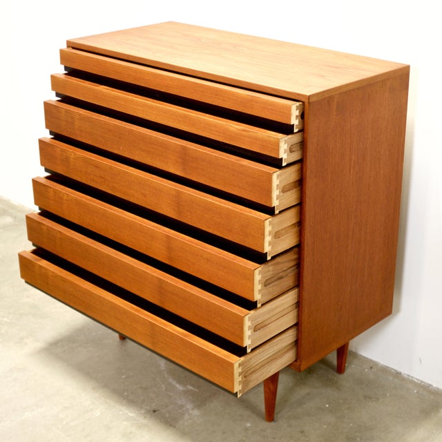 Danish Teak 7 Drawer Dresser, Attributed to Kai Kristiansen for Schou Andersen For Sale - Image 10 of 14