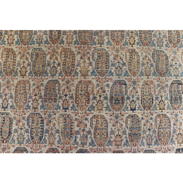 Antique Feraghan Persian Rug in Cream Color Background With Paisley Design For Sale - Image 12 of 15