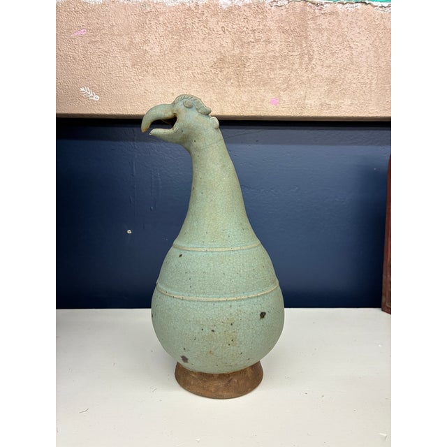 Thai Sawanghalok Celadon Ewer 16th Century W Hamsa Bird Head Mouth For Sale In Boston - Image 6 of 11