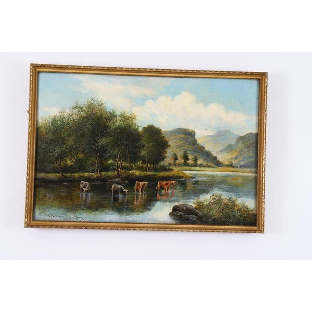 William Langley, Rural Landscape with Cows, 19th Century, Canvas For Sale - Image 4 of 14