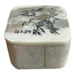 Small Vintage Stone Chinese Trinket Box For Sale