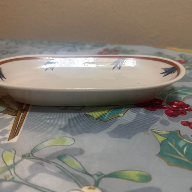 Ceramic Vintage Syracuse China "Aurora" Oval Ceramic Trinket Dish For Sale - Image 7 of 11