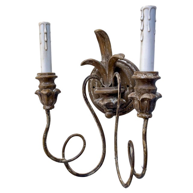 French Vintage French Style Wall Sconces - a Pair For Sale - Image 3 of 13