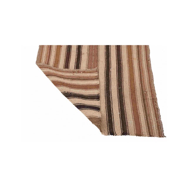 Striped Vintage Brown Kilim Runner - 2`7″ X 8`3″ Ft. For Sale In Los Angeles - Image 6 of 6