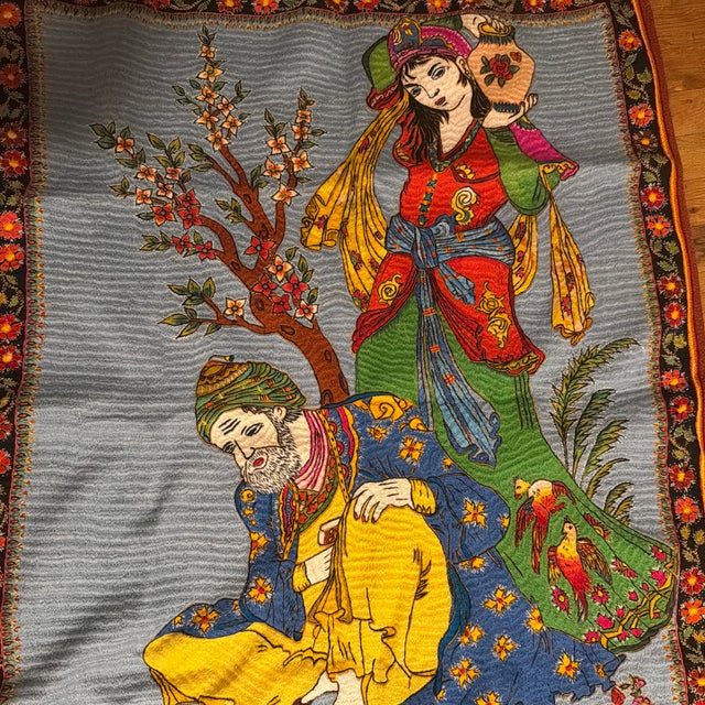 Persian Handmade Persian Pateh Embroidery (Boteh Doozi), Over 500 Hours of Meticulous Work. 110 × 82 Cm (43.3 × 32.3 In). One-of-a-Kind. For Sale - Image 3 of 11