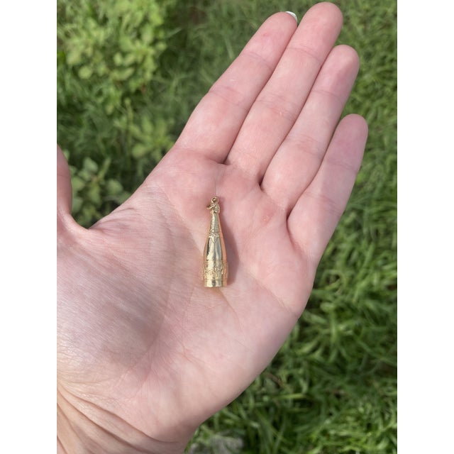 Early 21st Century Solid Gold Champagne Bottle Charm, 14k Yellow Gold, Length 1.5 In For Sale - Image 5 of 5