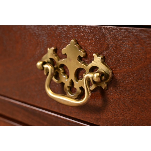 Brown Baker Furniture Chippendale Carved Mahogany Nightstand, Newly Refinished For Sale - Image 8 of 15
