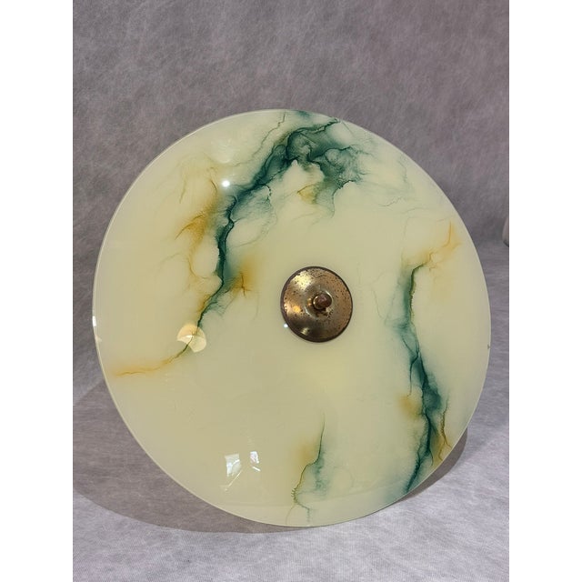Art Deco Pendant Lamp with Marbled Glass Shade, 1930s For Sale - Image 10 of 11