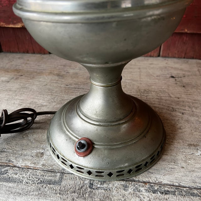 Victorian Vintage Aladdin Model No. 6 Electric Converted Oil Lamp With Clear Glass Chimney For Sale - Image 3 of 17