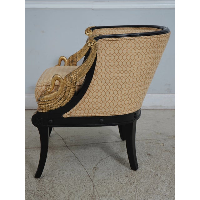 Neoclassical Pair Swan Carved Neoclassical Upholstered Chairs For Sale - Image 3 of 13