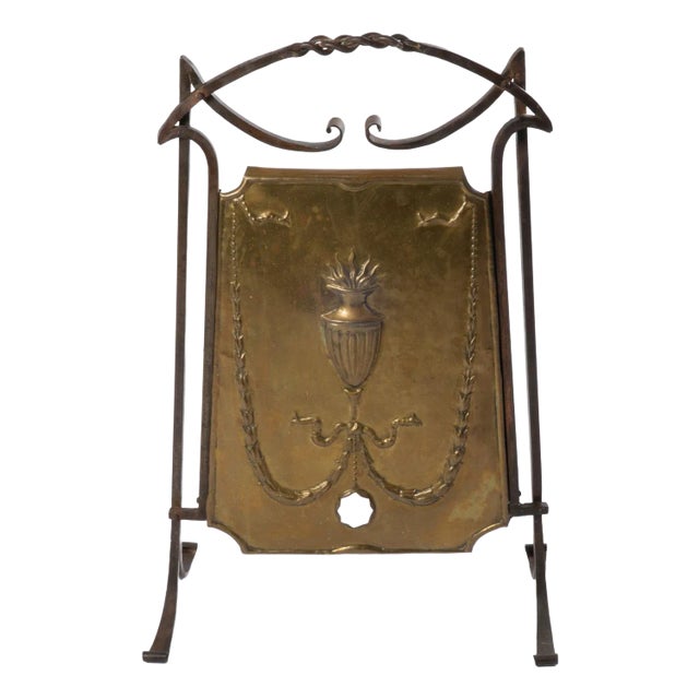 Antique English Copper and Wrought Iron Fire Screen For Sale