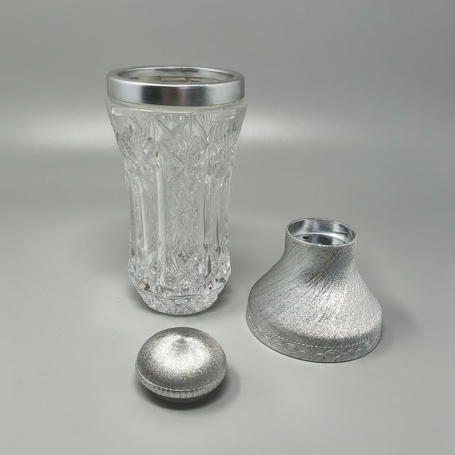 Mid-Century Italian Cut Crystal and Brushed Metal Cocktail Set by Arir, 1960s, Set of 2 For Sale - Image 6 of 8