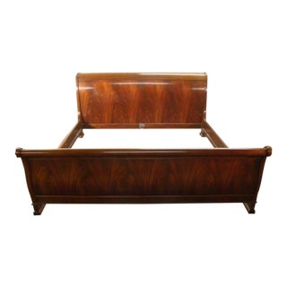 1990s Hickory Chair Mahogany King Size Sleigh Bed For Sale