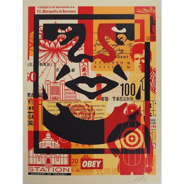 Shepard Fairey, Face Collage III, Lithograph For Sale