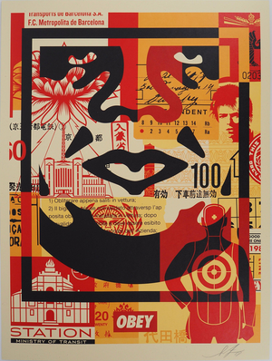Shepard Fairey, Face Collage III, Lithograph