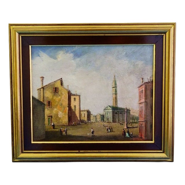 De Momi, Landscape View of Venice, 20th Century, Oil Painting on Canvas, Framed For Sale