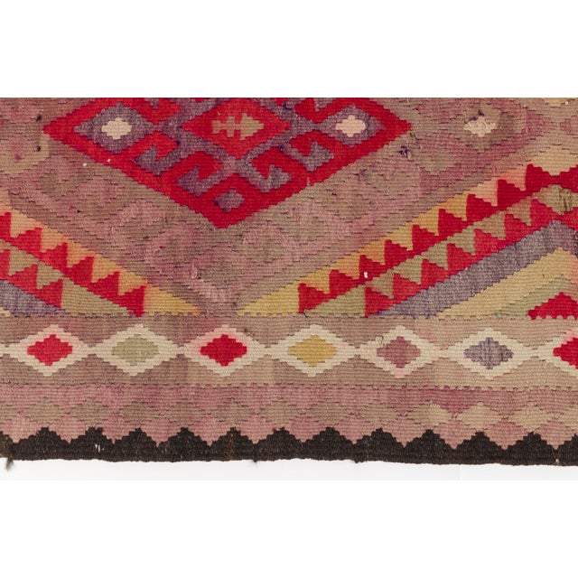 Vintage Mauve & Coral Kilim Runner For Sale - Image 6 of 10
