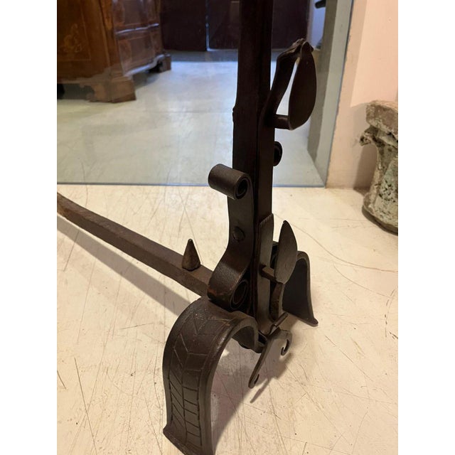Black Wrought Iron Andirons, 16th Century, Set of 2 For Sale - Image 8 of 9