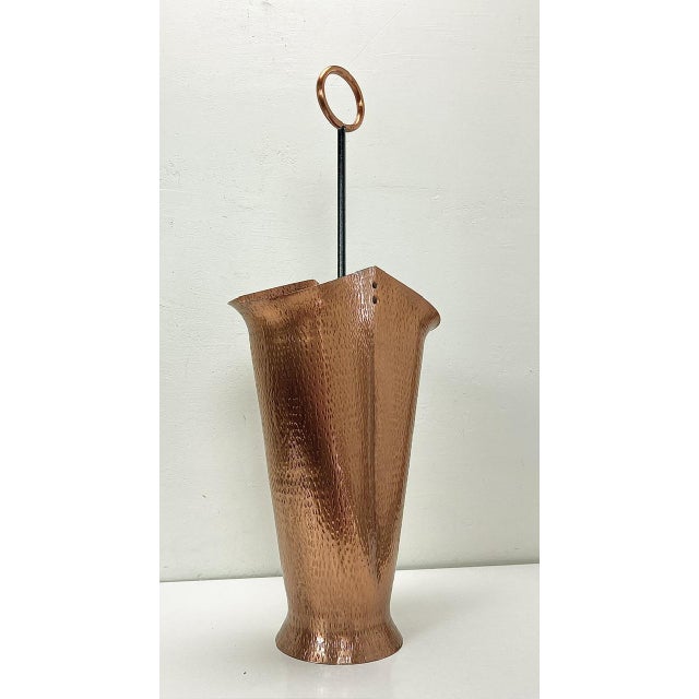 1970s Red copper umbrella stand in Brutalist style. Handmade by Wall Arbeit, Germany It is beautiful and special in design...