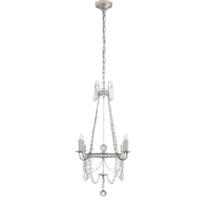 J. Randall Powers for Visual Comfort Signature Sharon Small Chandelier in Burnished Silver Leaf with Crystal Trim