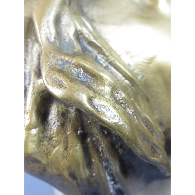 Vintage Exhibition Brass Sculpture of Woman with Marble Base, Late 1900s For Sale - Image 6 of 9