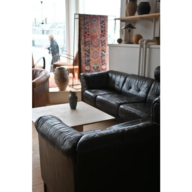 De Sede Style Swiss Black Leather Modular Sofa For Sale In New York - Image 6 of 11