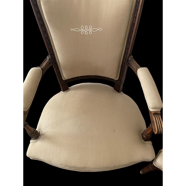 Cream 1920s XVI Neoclassical French Directoire Chairs - Set of 2 For Sale - Image 8 of 10