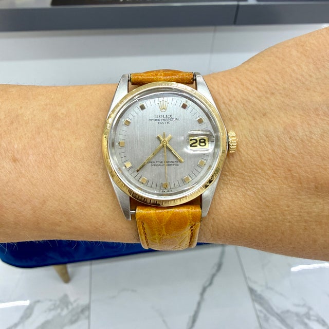 Vintage Rolex Oyster Perpetual Date 34mm 1501 Steel Gold Automatic Watch For Sale - Image 10 of 10