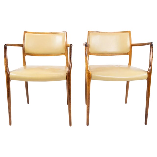 Set of Model 65 Rosewood Armchairs by N.O. Moeller, 1960s For Sale