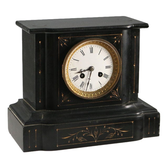 Black Marble Table Clock For Sale
