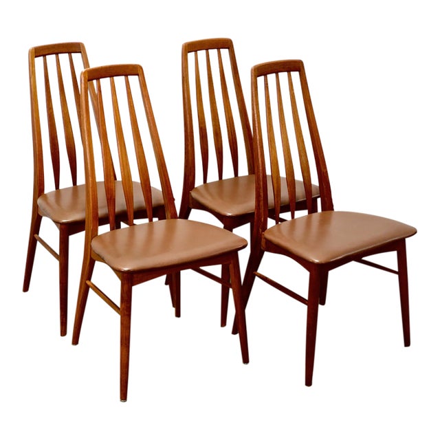 Koefoed Hornslet “Eva” Set of 4 Teak Dining Chairs For Sale