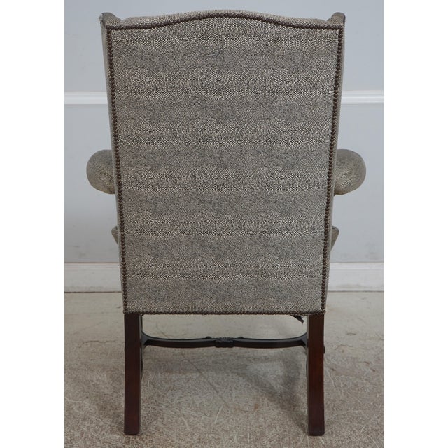 Baker Furniture Company Pair of Baker Upholstered Wing Back Chairs For Sale - Image 4 of 12