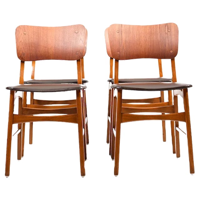 Danish Beech and Teak Dining Chairs, 1950s, Set of 4 For Sale