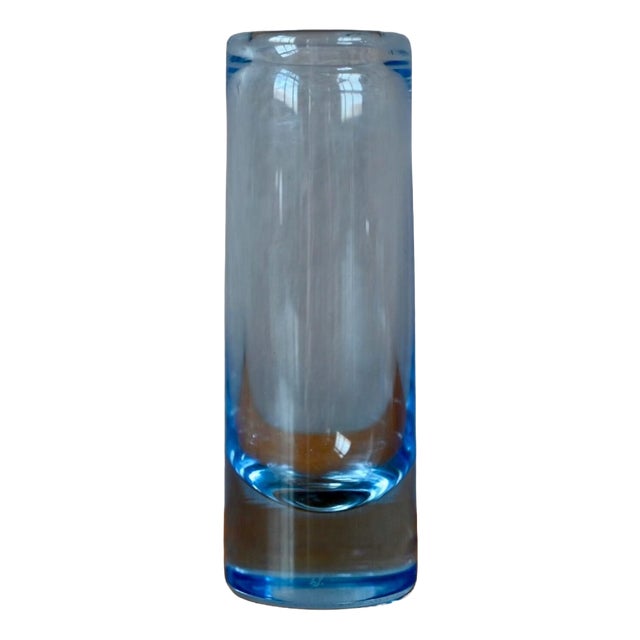 Scandinavian Modernist Danish Glass Bud Vase in Blue Glass, 1950s For Sale