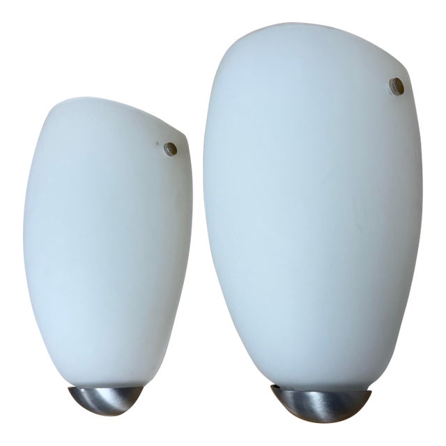 1990s Santir Opaline Glass Wall Sconces, Pair For Sale