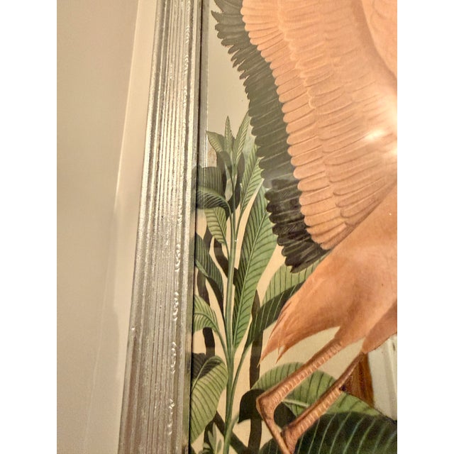 Vintage Flamingo Mirror in Silver Gilt Frame For Sale In Los Angeles - Image 6 of 12