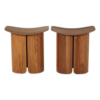 Pair of Ligne Roset San Stools, Studio Klass – Walnut Bentwood For Sale