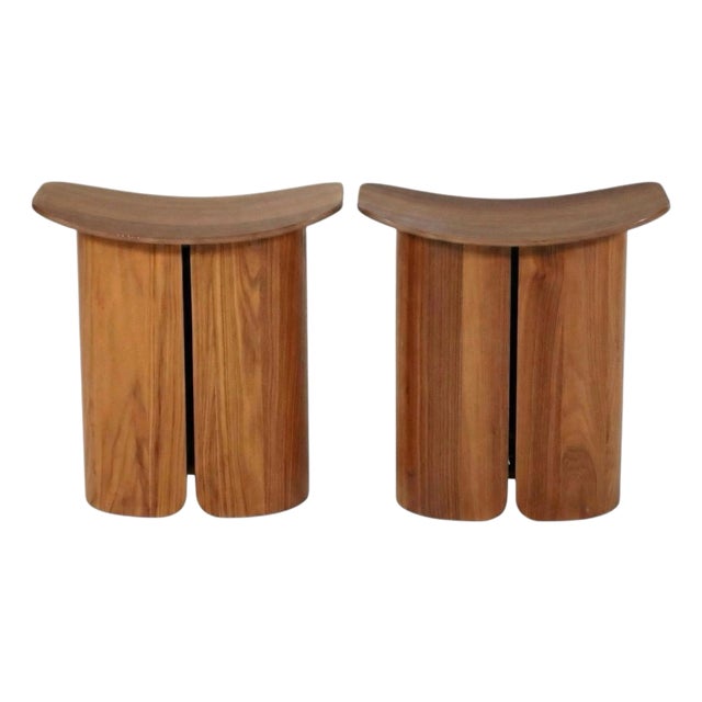 Pair of Ligne Roset San Stools, Studio Klass – Walnut Bentwood For Sale