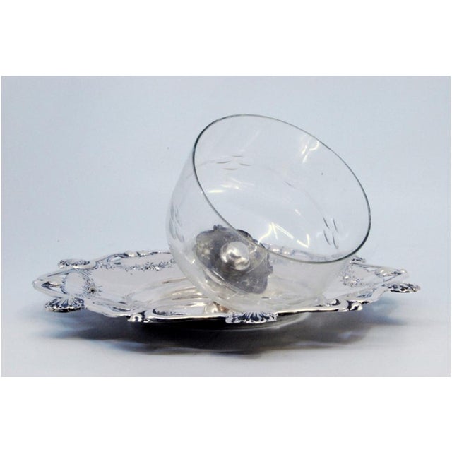 Butter Dish in Cut Silver and Lid with Cut Glass Knob For Sale - Image 4 of 8